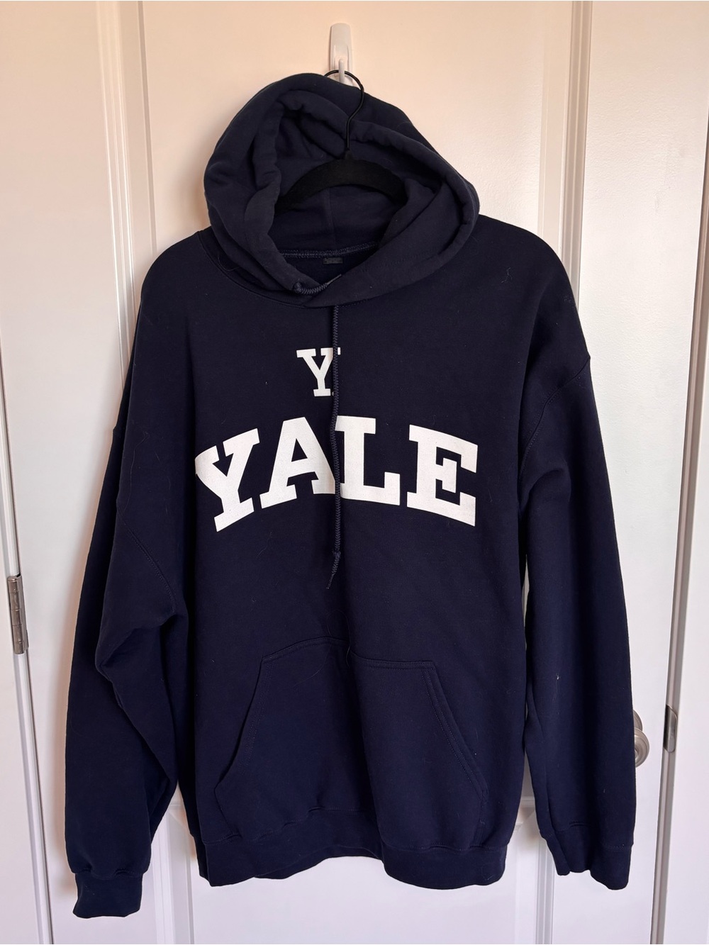 Navy Blue Hooded Sweatshirt Yale Logo Pullover